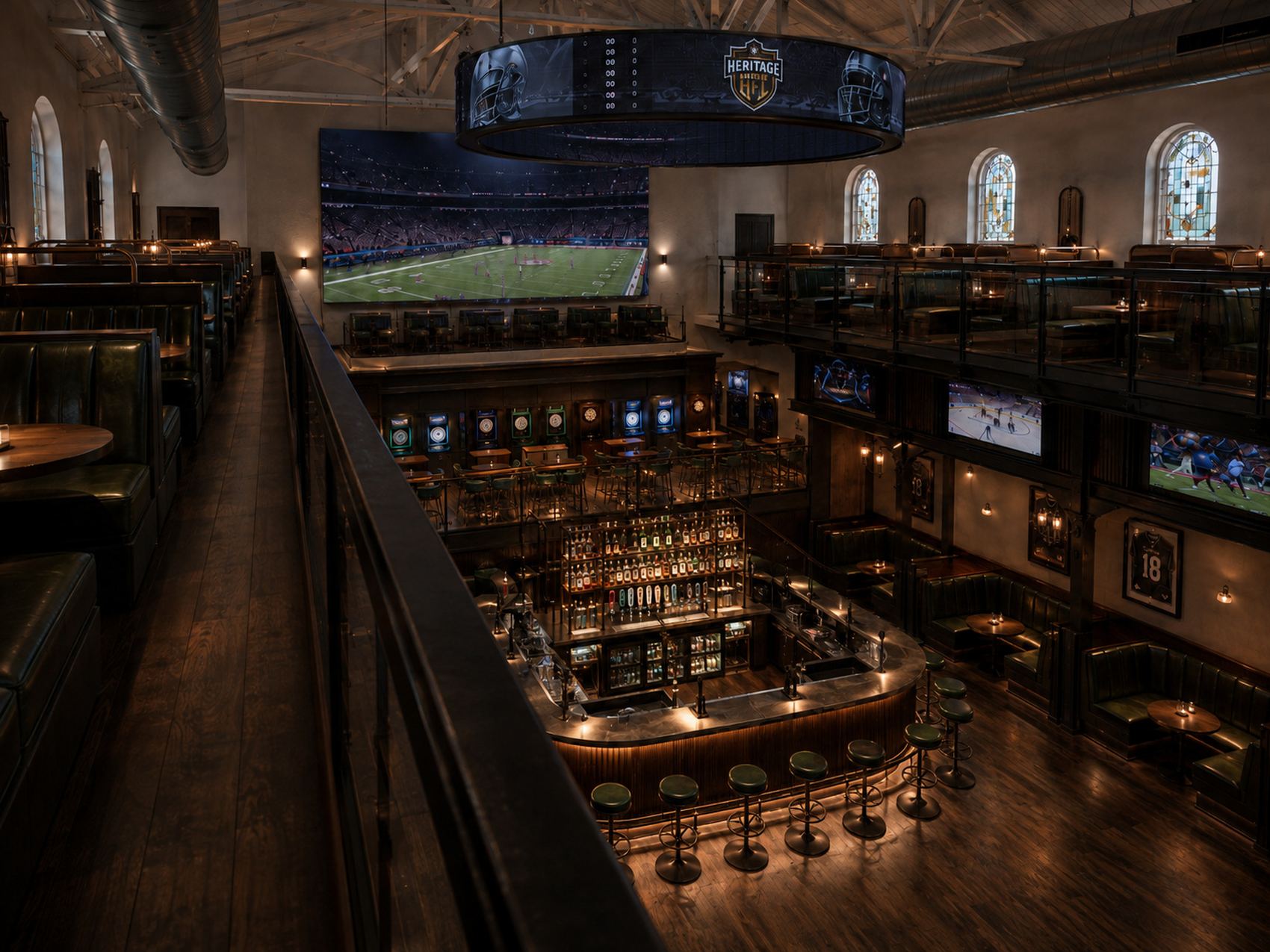 Concept visual: the main bar looking toward the screen wall